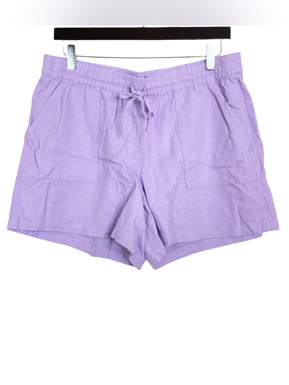 J. Crew Linen-blend drawstring shorts purple Size medium FLAW